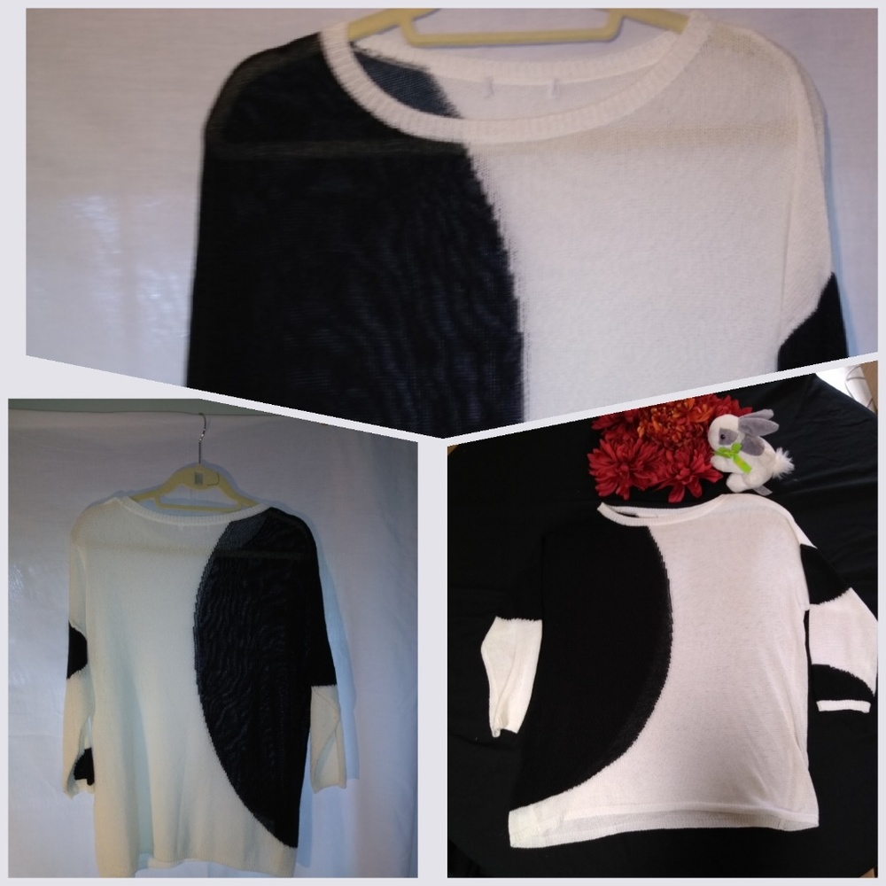 White and Black light weight Sweater.